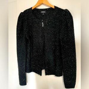 Express Black Sequin & Glitter Cardigan Sweater